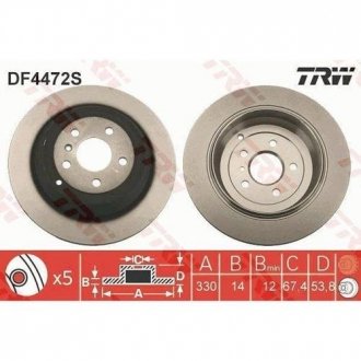 Тормозной диск TRW DF4472S (фото 1)
