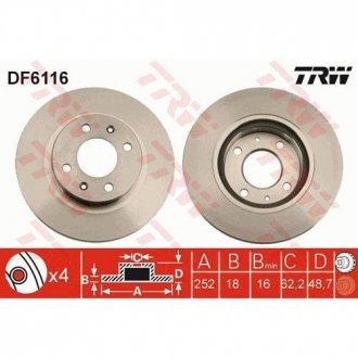 Гальмівний диск TRW DF6116 (фото 1)