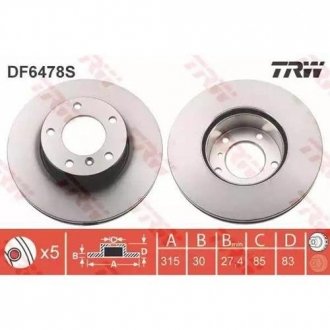 Гальмівний диск TRW DF6478S (фото 1)
