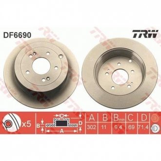 Диск гальмівний TRW DF6690