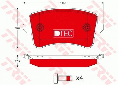 Тормозные колодки, дисковые. TRW GDB1765DTE