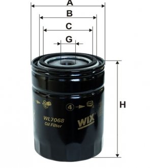 Фильтр масляный, 1.6-1.9D WIX FILTERS WL7068
