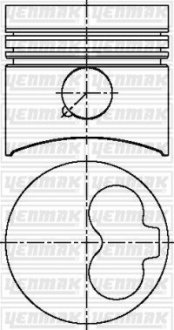 Поршень с кольцами і пальцем (размер отв. 76.51 / STD) VW 1.6d 82-, 2.4D 90- (4/6цл.) (CR / JP / CY / MF / CS / ME / 1V / JK /JR /DW) YENMAK 31-03305-000