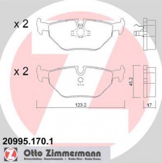 Колодки гальмівні дискові, к-кт ZIMMERMANN 209951701 (фото 1)