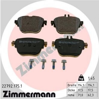 Колодки тормозные дисковые ZIMMERMANN 22792.175.1