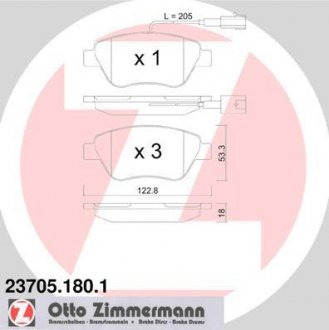 Комплект гальмівних колодок ZIMMERMANN 237051801