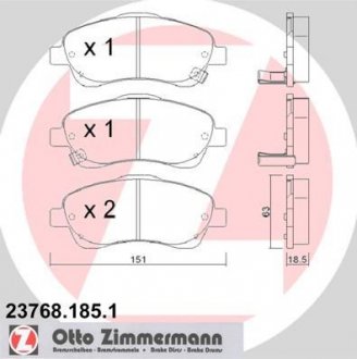 Комплект гальмівних колодок ZIMMERMANN 23768.185.1 (фото 1)