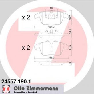Колодки тормозные дисковые ZIMMERMANN 24557.190.1