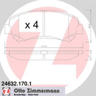 Колодки гальмівні дискові, к-кт ZIMMERMANN 246321701