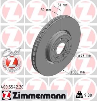 Диск гальмівний Coat Z ZIMMERMANN 400554220